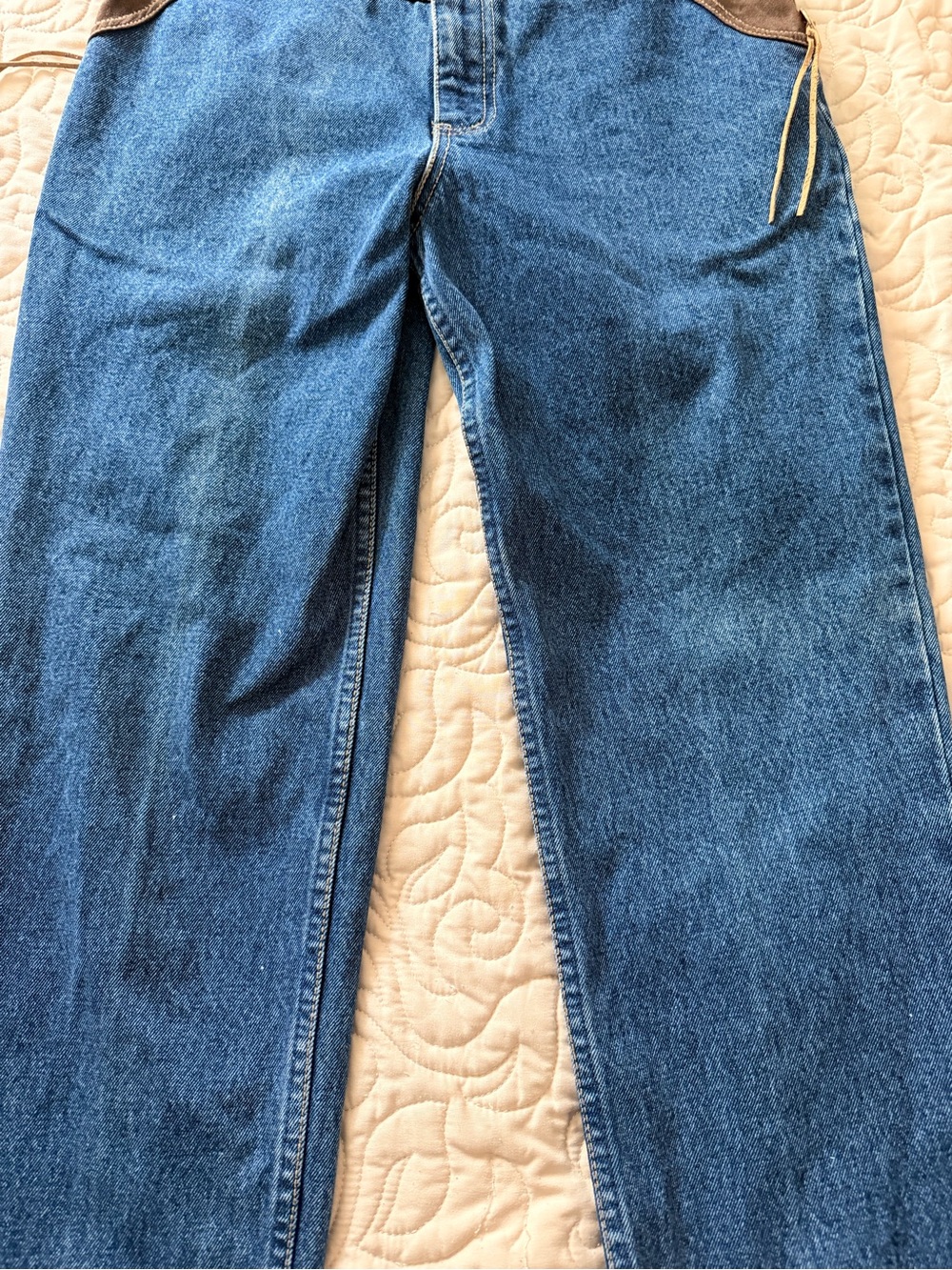 Straight Leg Women's Jeans with Brown Waistband - Picture 7 of 9